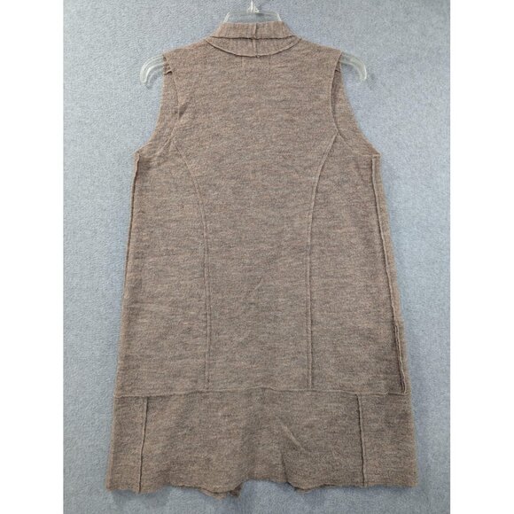 Nanette Lepore Vest Womens Small Brown Merino Wool Duster Open Front Pockets - Picture 5 of 8